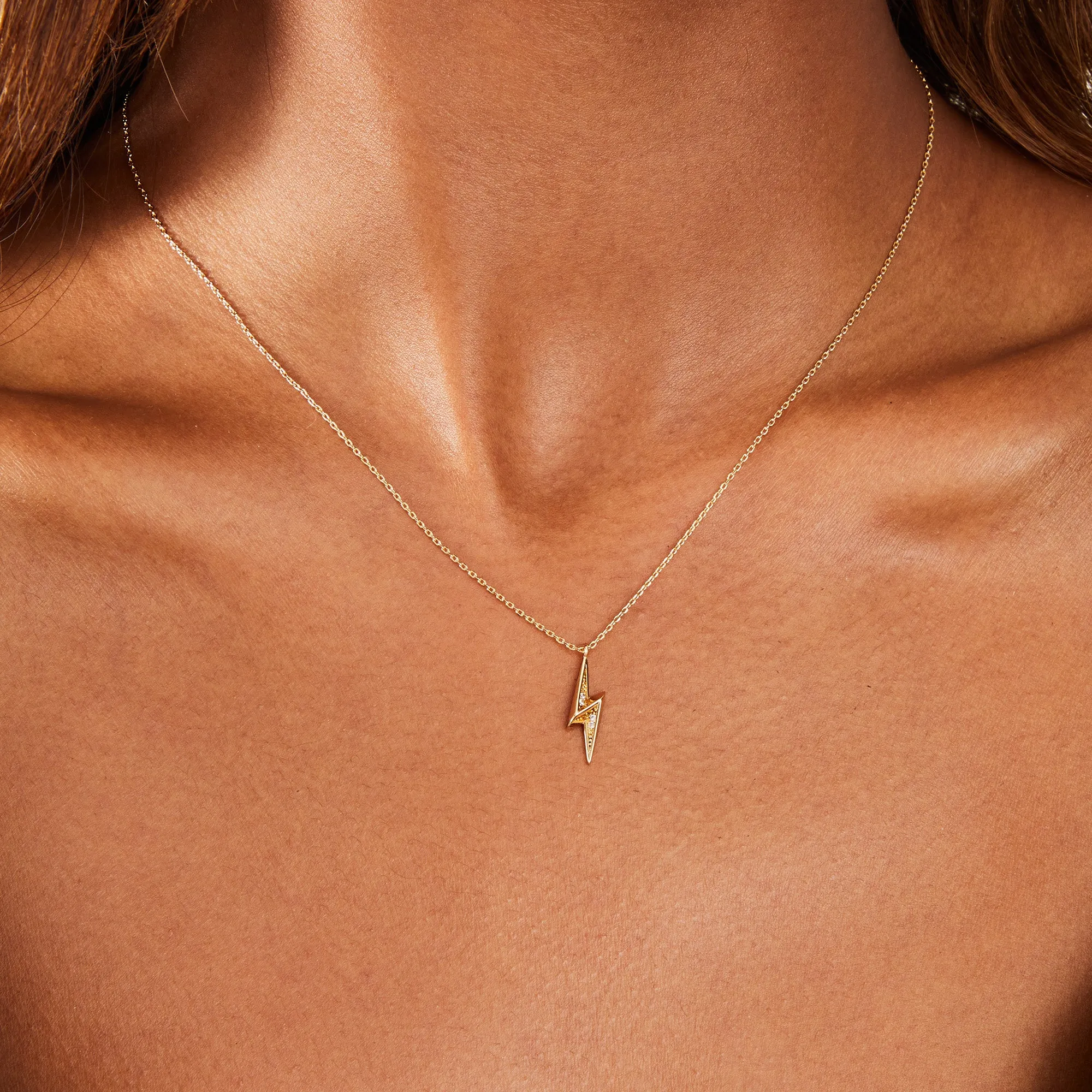 Real Gold-Plated Lightning Pendant Necklace