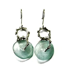 Roman glass earrings dangling silver earrings Israeli Roman Glass jewelry