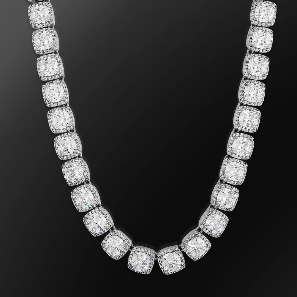 Romeo 10mm White Gold Cluster Diamond Necklace