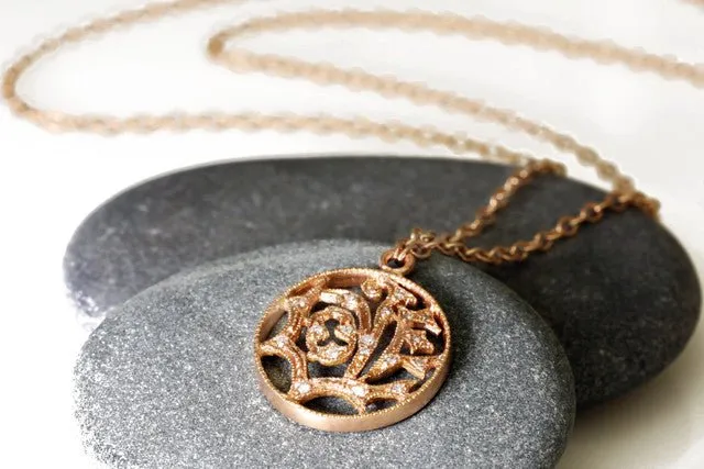 Rose Gold and Diamond Love Necklace