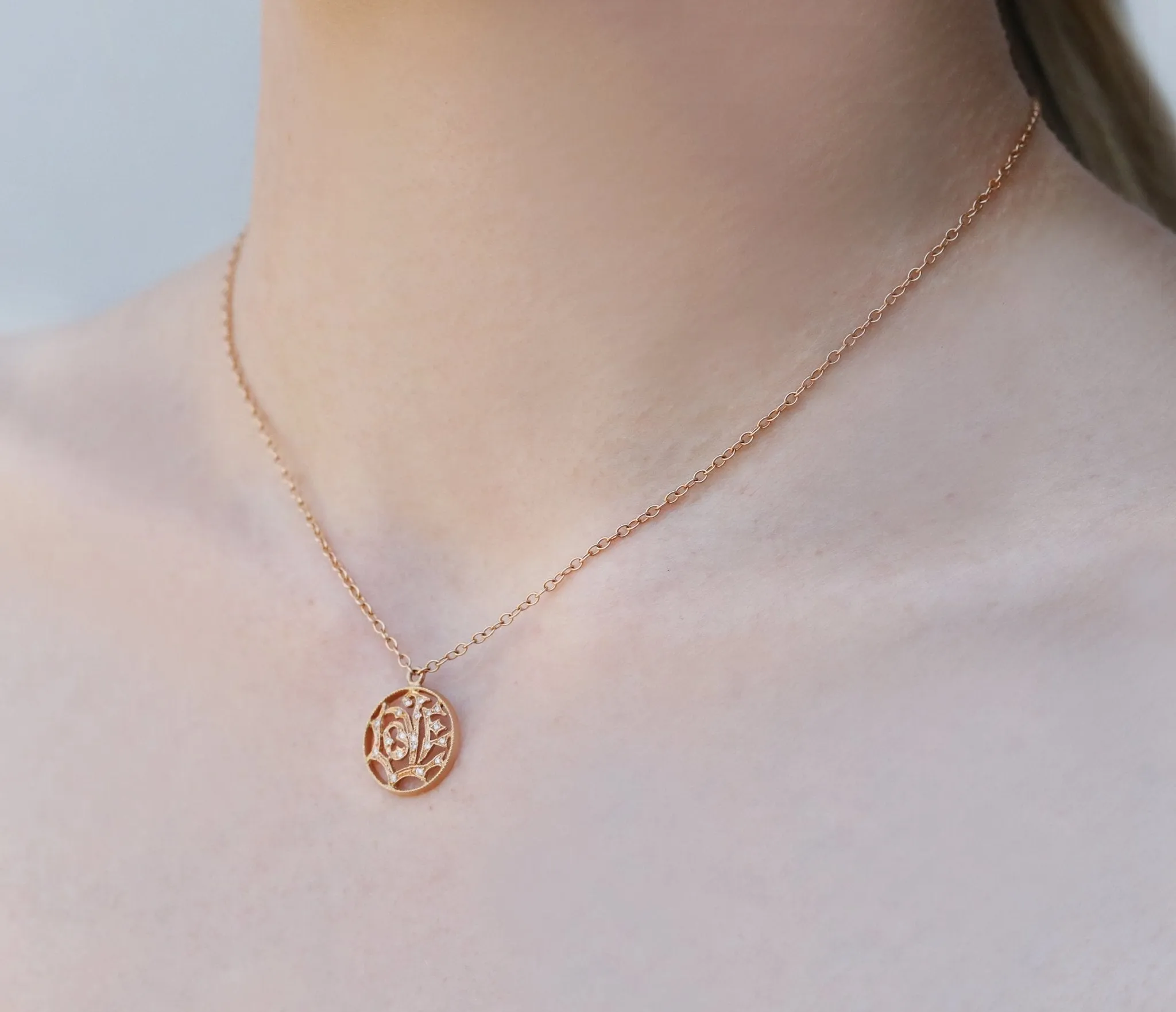 Rose Gold and Diamond Love Necklace