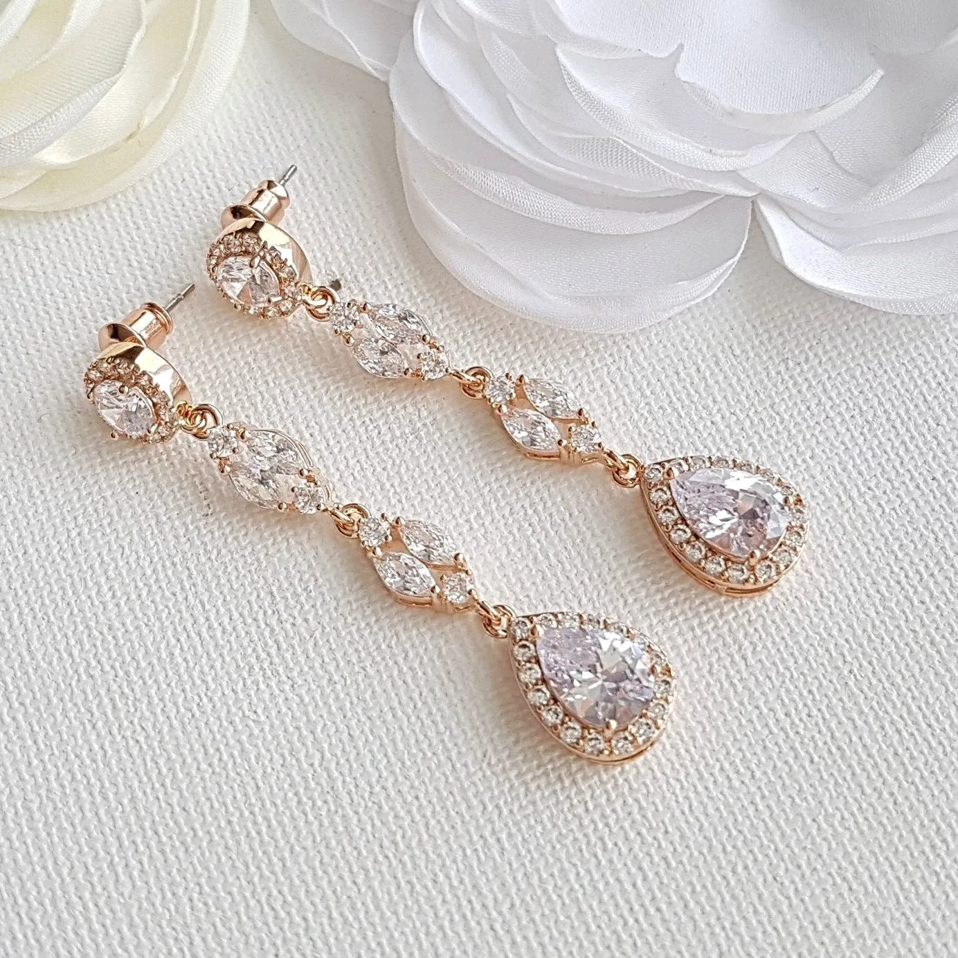 Rose Gold Long Earrings- Hayley