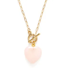 Rose Quartz Heart With Toggle Clasp