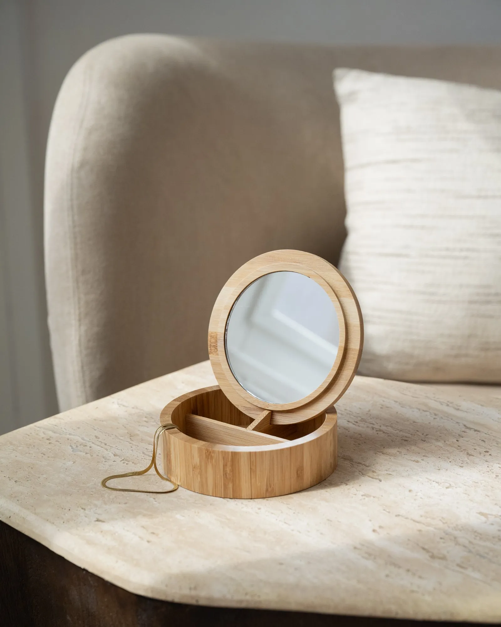 Round Bamboo Jewelry Box