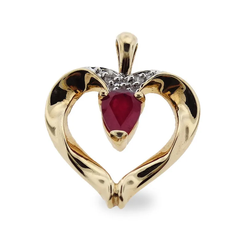 Ruby and Diamond Heart Pendant