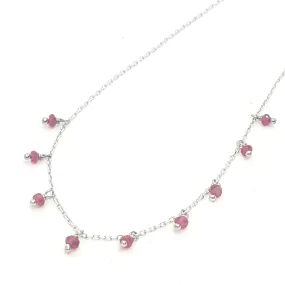 Ruby red natural stone scatter necklace