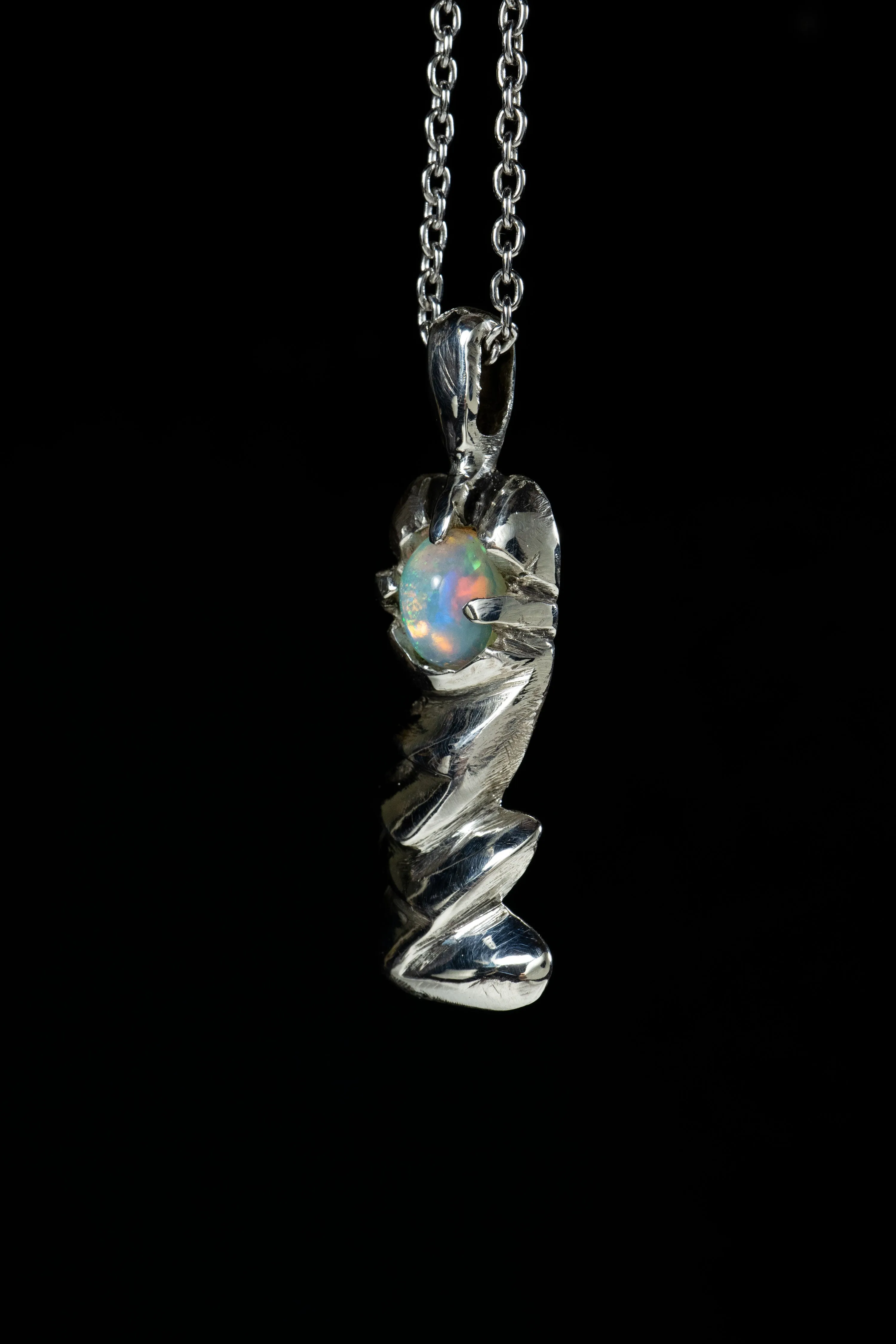 Serpent (Ethiopian Welo Fire Opal, Sterling Silver Pendant)