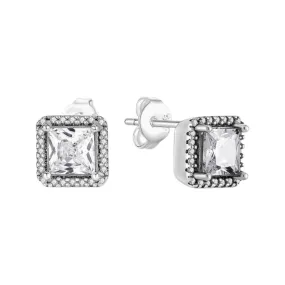 SILVER 925 SQUARED ZIRCONIA STUD EARRING