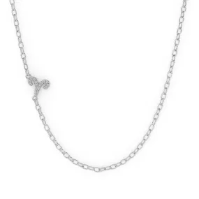 Silver Aries Pave Zodiac Necklace