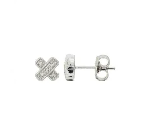 Silver Diamond X Earrings