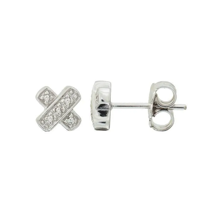 Silver Diamond X Earrings