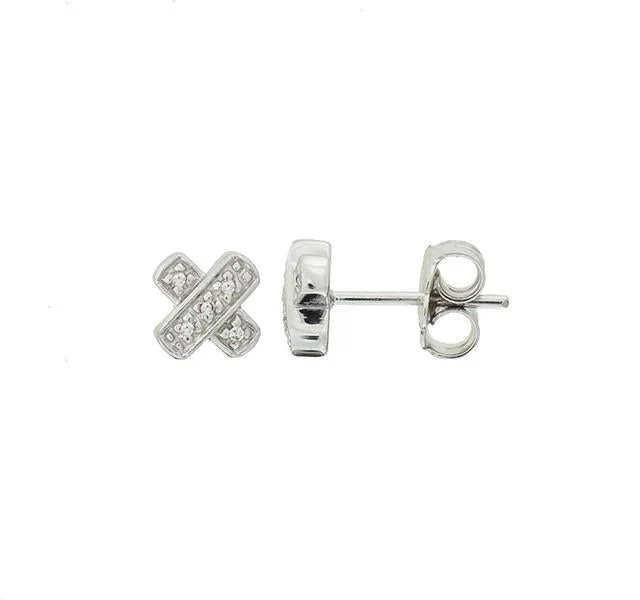 Silver Diamond X Earrings