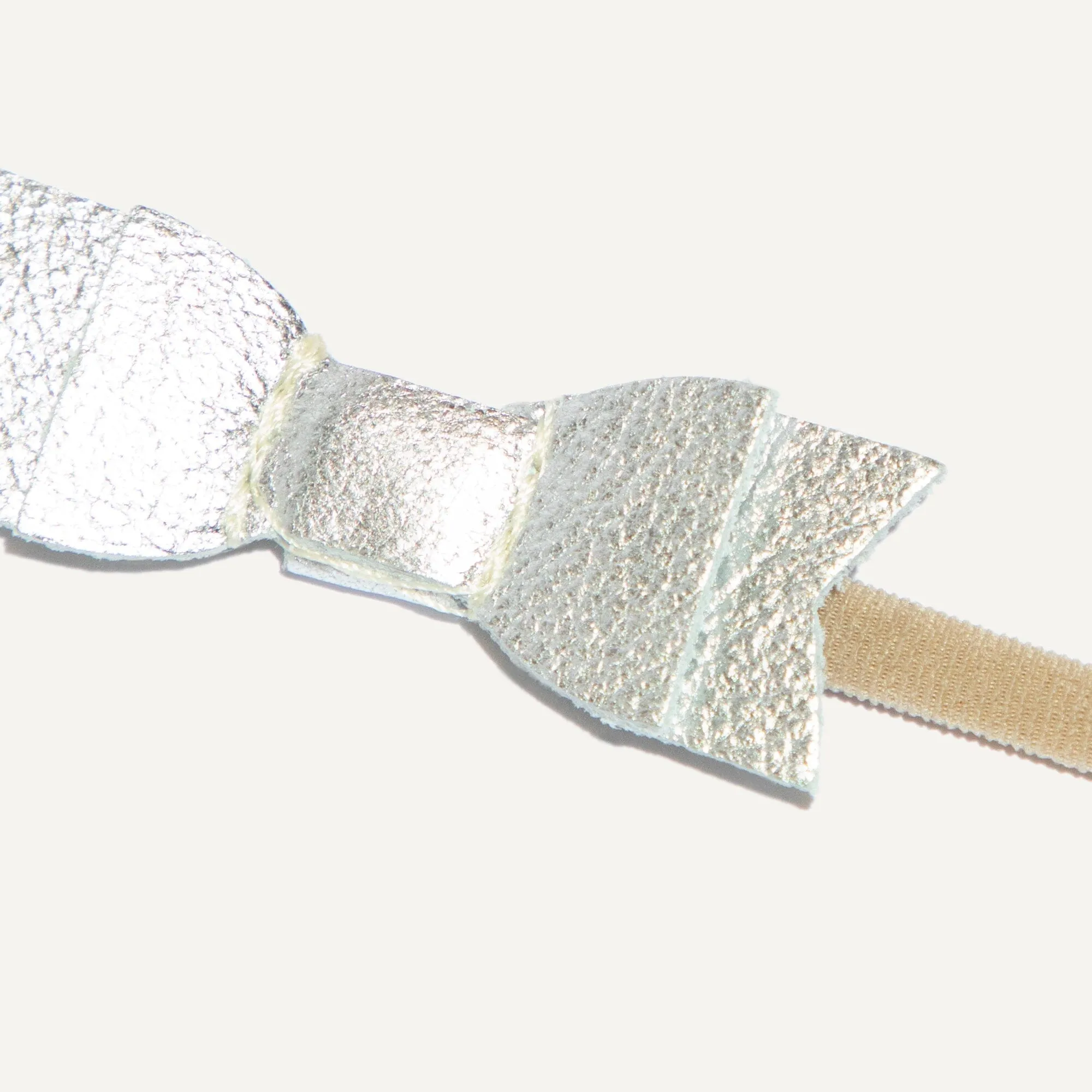 Silver Leather Bow Headband