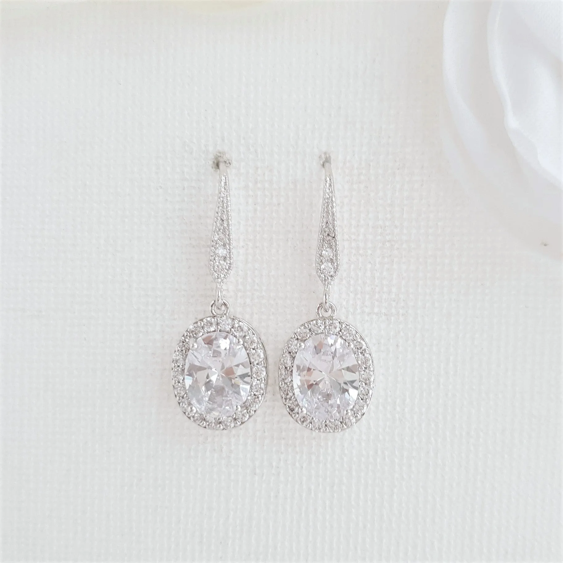 Small Dangle Earrings with Oval Drops-Emily