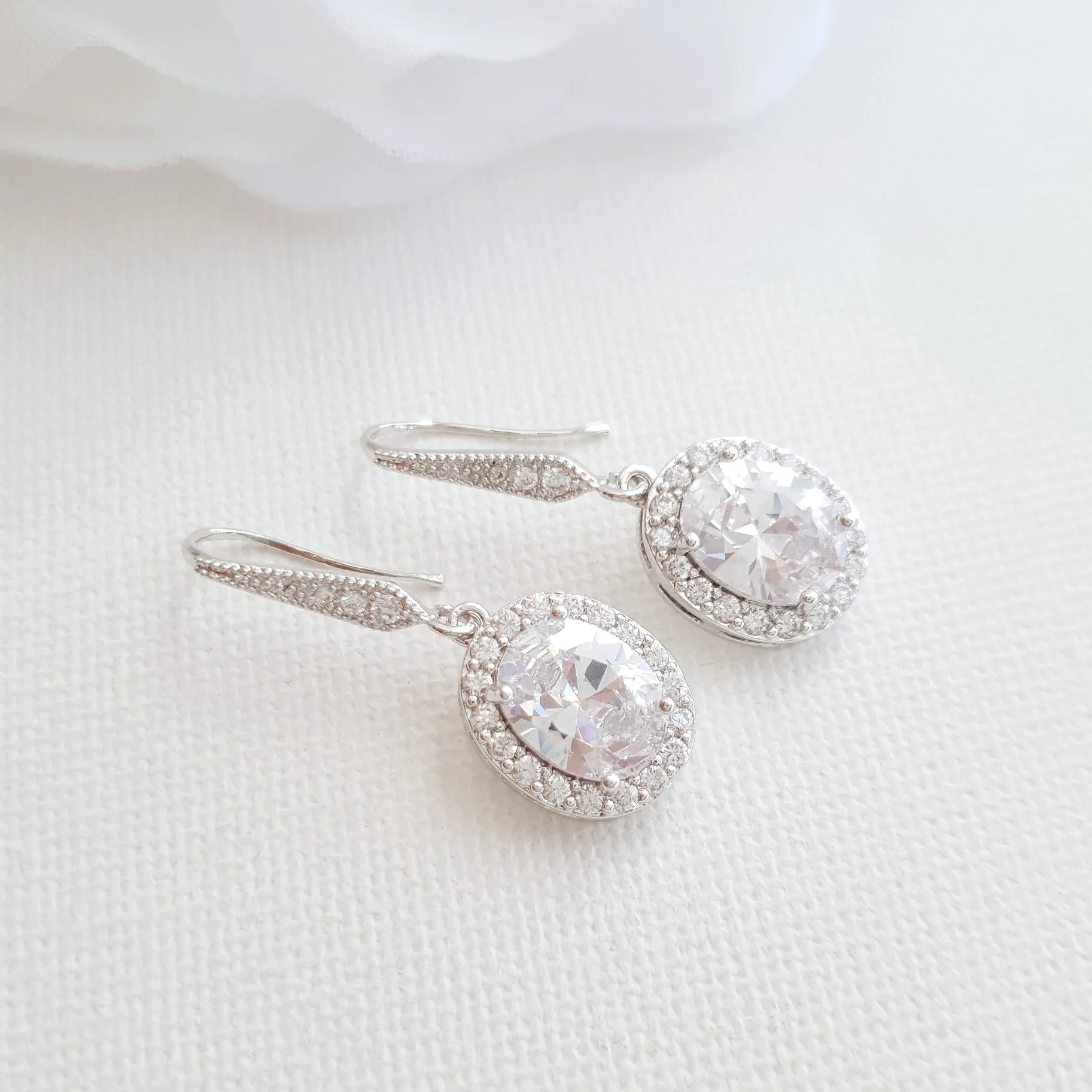 Small Dangle Earrings with Oval Drops-Emily