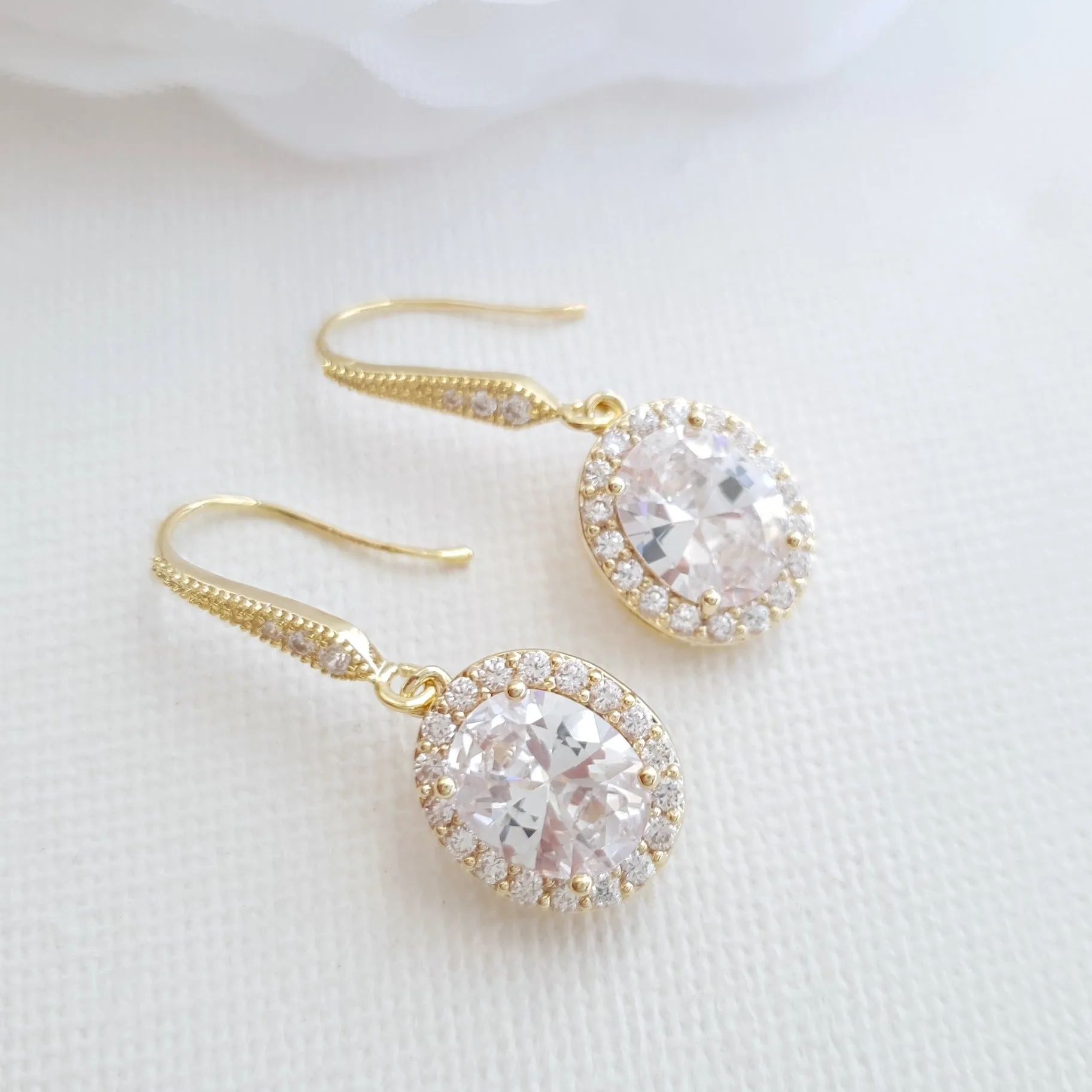 Small Dangle Earrings with Oval Drops-Emily