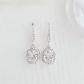 Small Dangle Earrings with Oval Drops-Emily