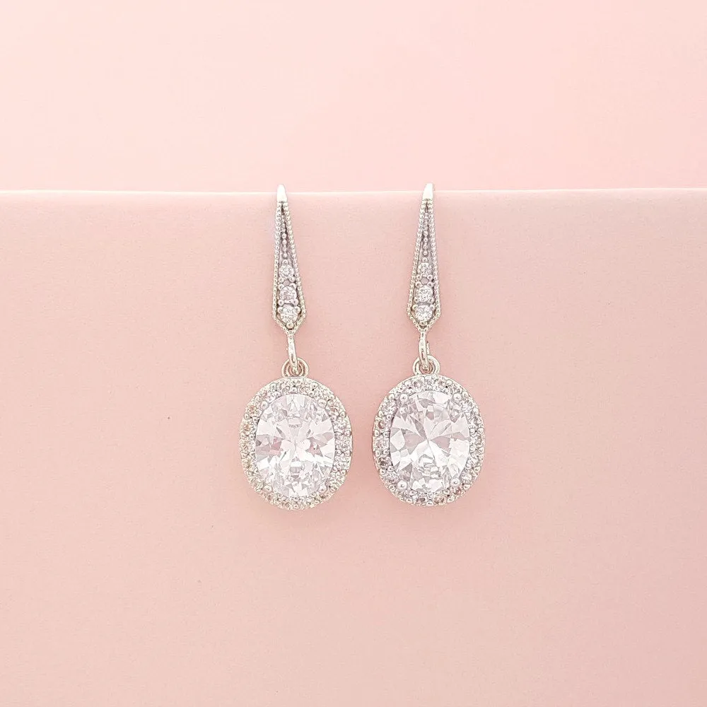 Small Dangle Earrings with Oval Drops-Emily