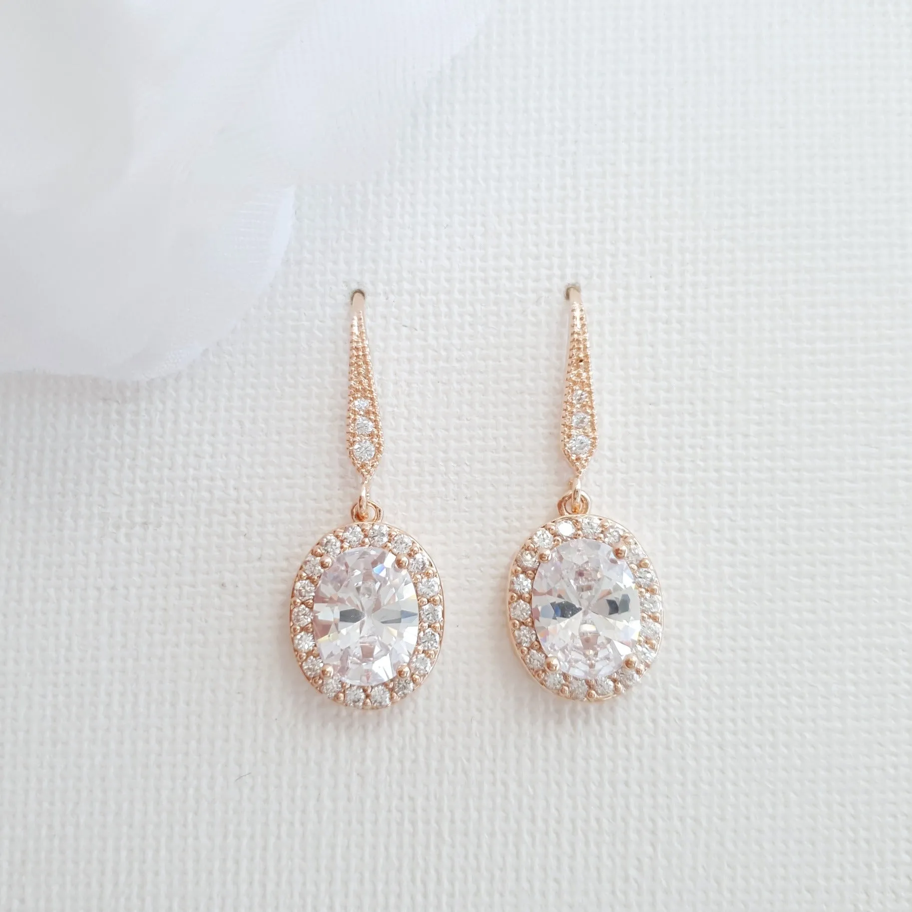 Small Dangle Earrings with Oval Drops-Emily