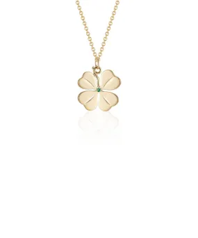 Small Four Leaf Clover Pendant, Emerald