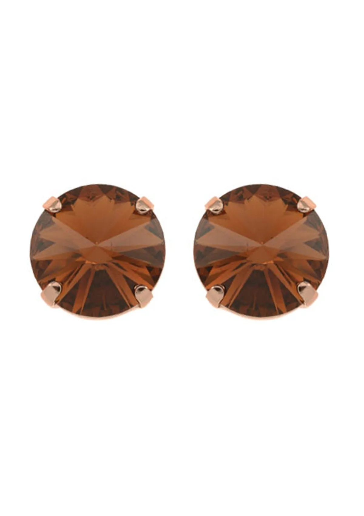 Smoked Topaz Rivoli Stud Earrings