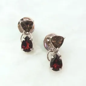 Smokey Quartz & Red Garnet Separates Earrings