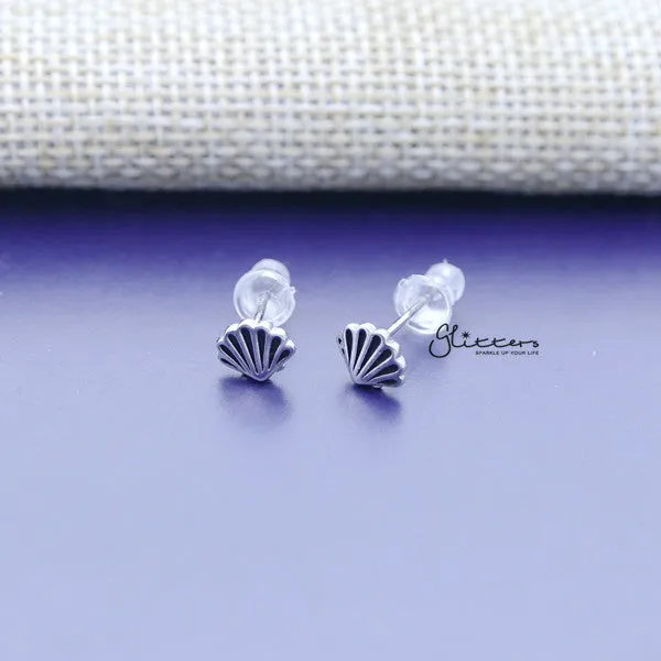 Solid 925 Sterling Silver Shell Stud Women's Earrings