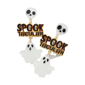 Spooktacular Glittered Resin Skull Ghost Link Earrings