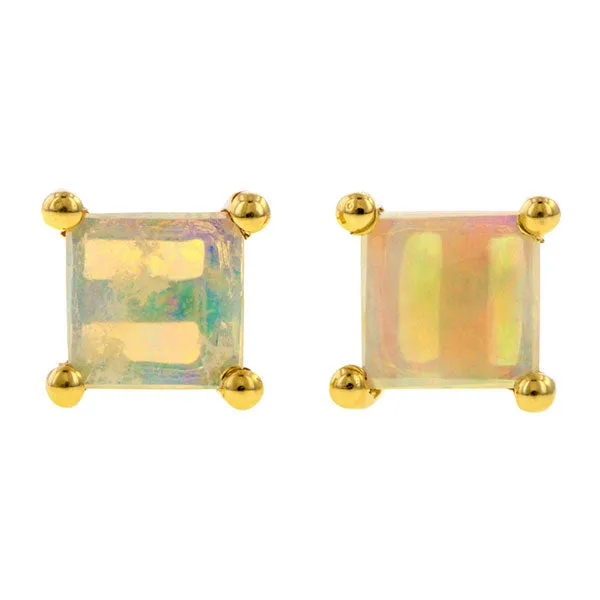 Square Opal Stud Earrings