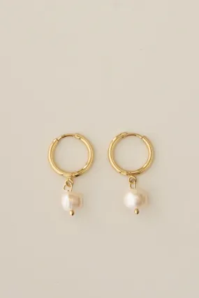 Stardust Pearl Hoop Earrings