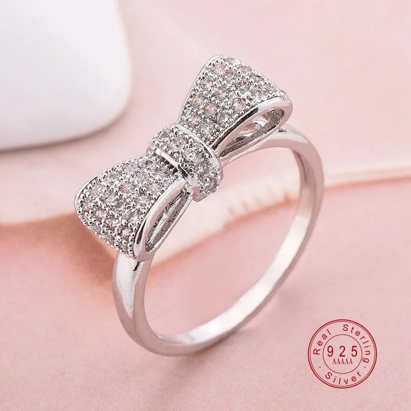 Sterling Silver Micro-Pave CZ Bow Knot Ring