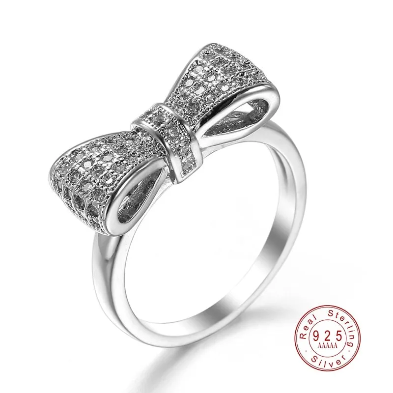 Sterling Silver Micro-Pave CZ Bow Knot Ring