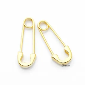 Sterling Silver Safety Pin Earrings - Gold