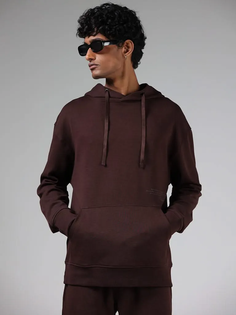 Studiofit Dark Brown Relaxed-Fit Hoodie Sweatshirt