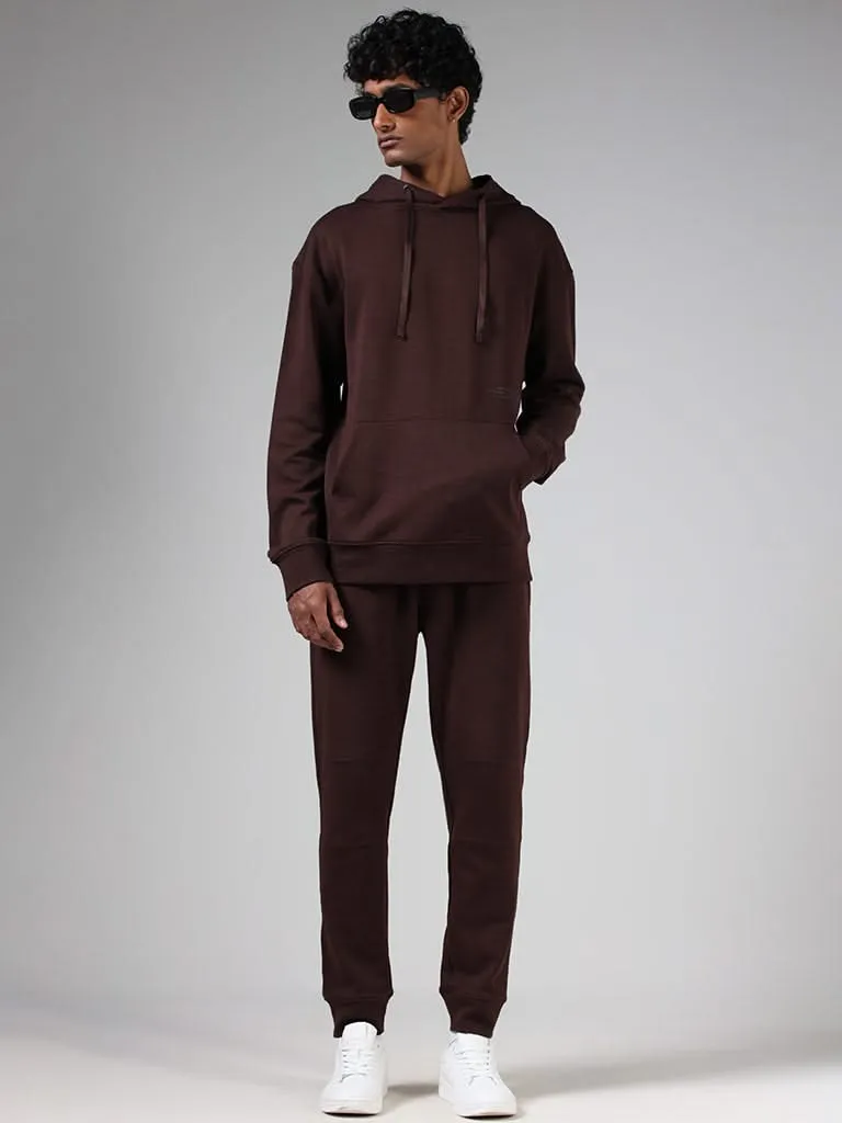 Studiofit Dark Brown Relaxed-Fit Hoodie Sweatshirt