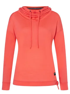 super.natural Women&#x27;s Funnel Hoodie Living Coral | Buy super.natural Women&#x27;s Funnel Hoodie Living Coral here | Outnorth