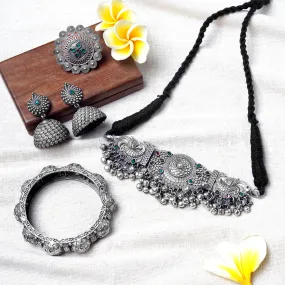 Teejh Baruna Silver Oxidised Jewelry Gift Set