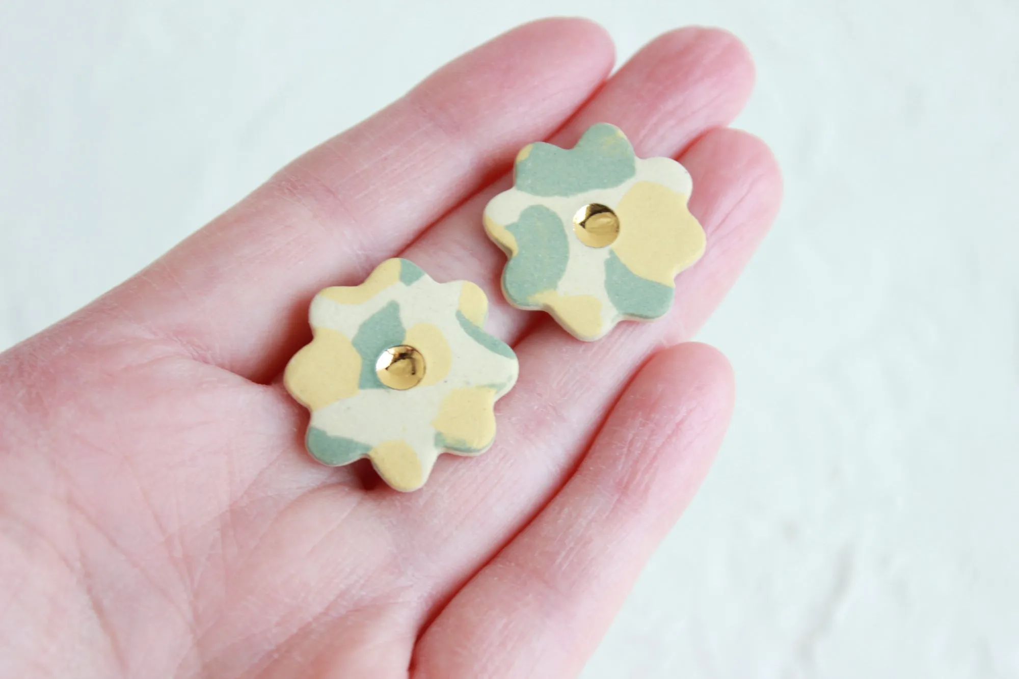 Terrazzo Flower Statement Stud Earrings