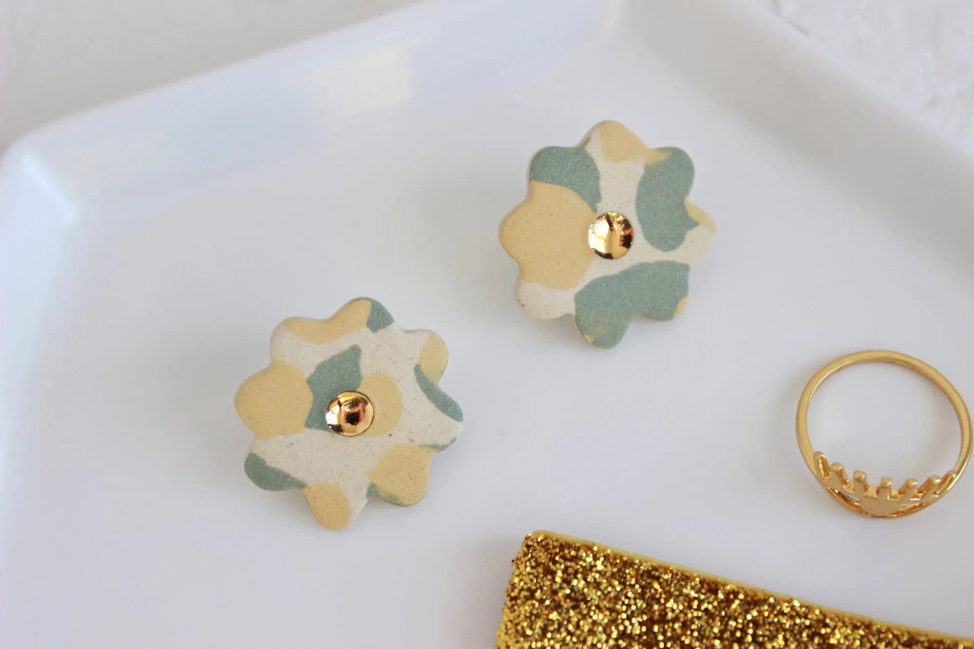 Terrazzo Flower Statement Stud Earrings