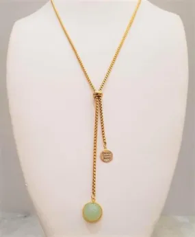 Thankful, Grateful, Blessed with Mint Chalcedony Affirmation Slider Necklace