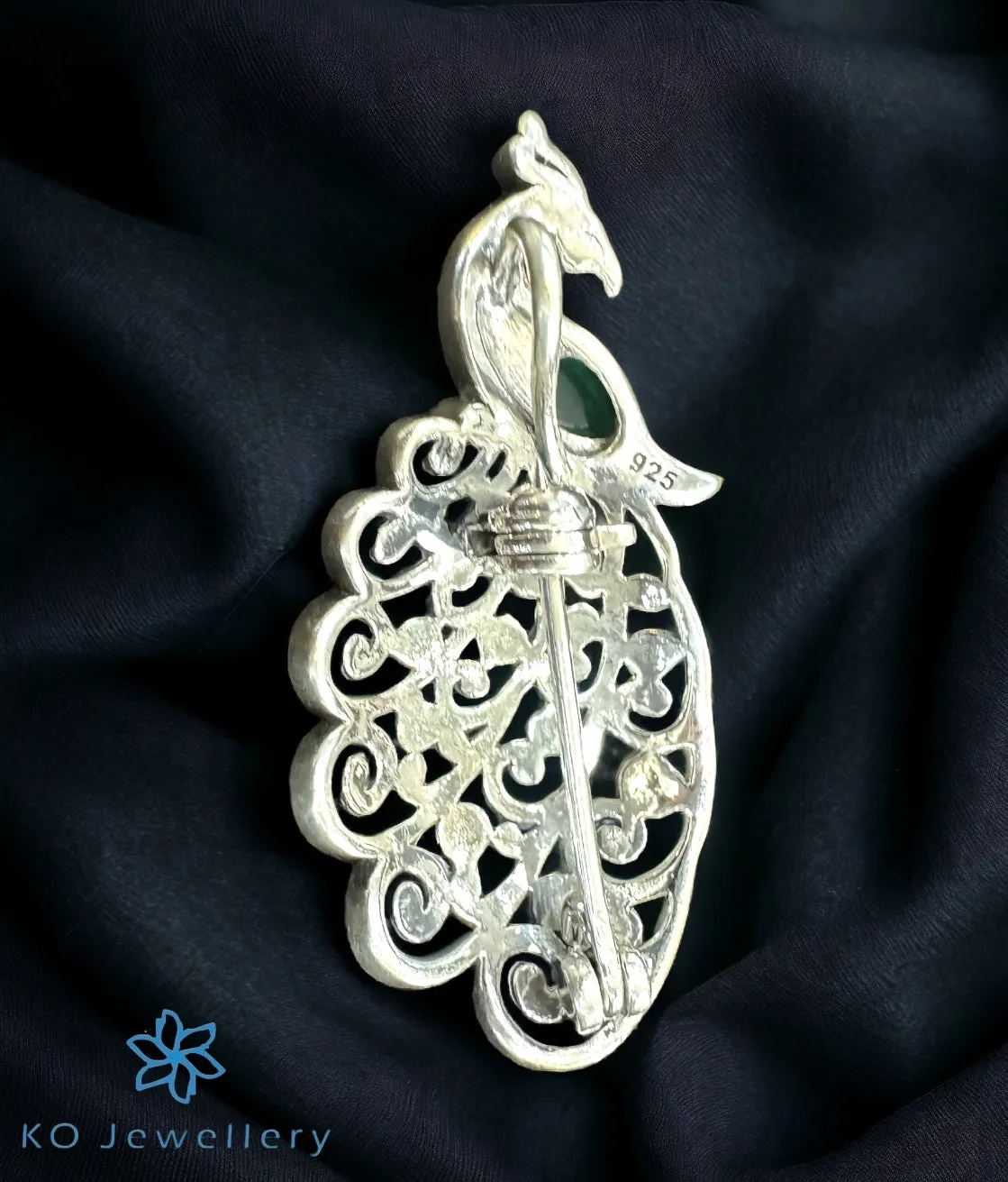 The Dazzling Peacock Marcasite Silver Brooch & Pendant