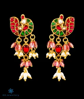 The Khimkhab Silver Peacock Kundan Earrings