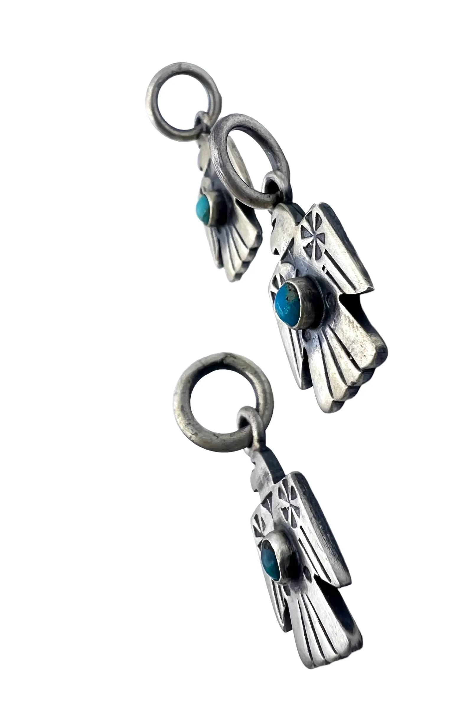 Thunderbird with Kingman Turquoise Pendant Oxidized Sterling Silver 33x16mm (One Pendant)