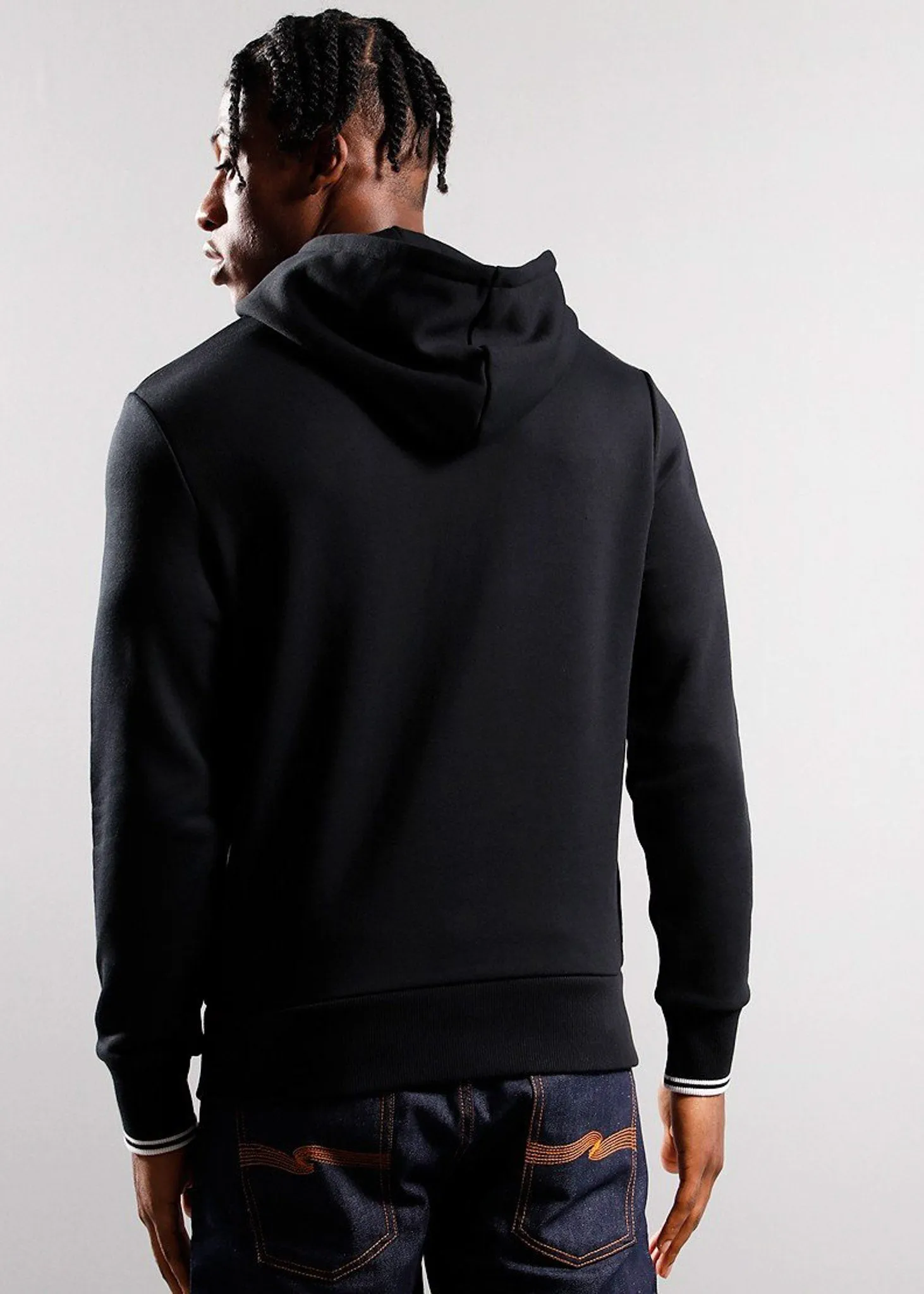 Tipped hooded sweatshirt - black