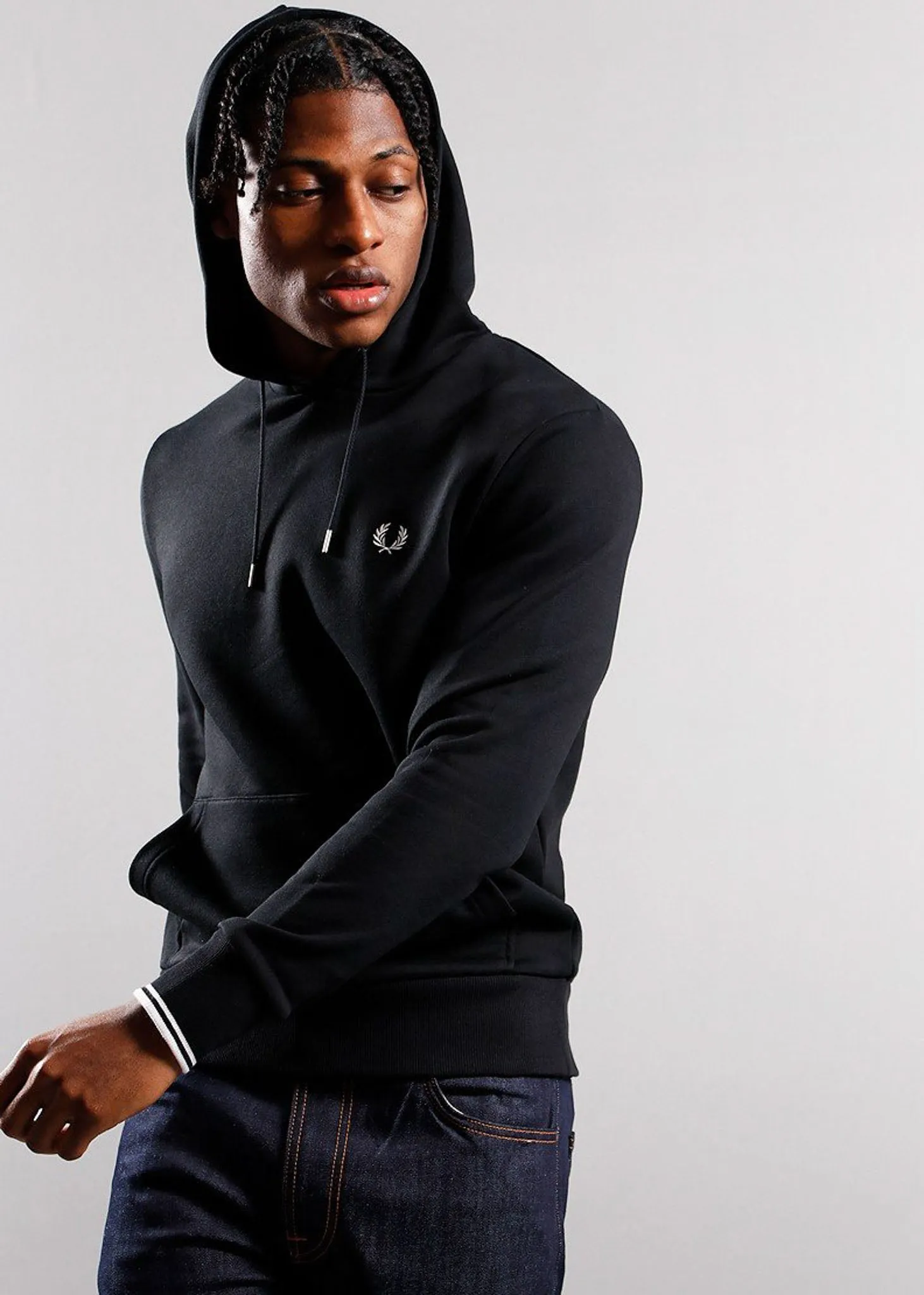 Tipped hooded sweatshirt - black