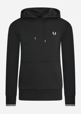 Tipped hooded sweatshirt - black