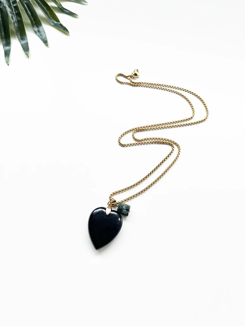 touchstone necklace - black onyx and African turquoise