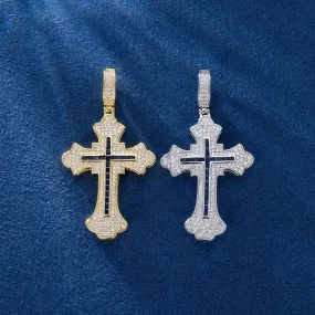 Two Tone Clustered Cross Pendant