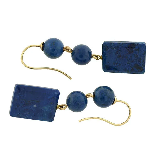 Victorian 10kt Carved Sodalite Bug Earrings