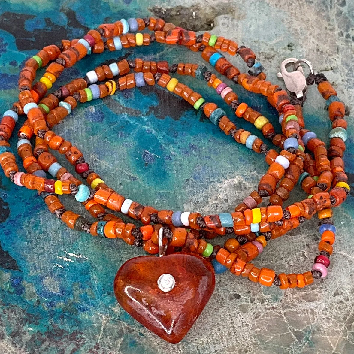 Vintage Amber Heart Necklace